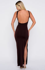 Vestido Longo Don't Want To Be Apart Marrom Escuro