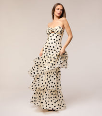 Valerie Polka Dot Ruffle Formal Dress