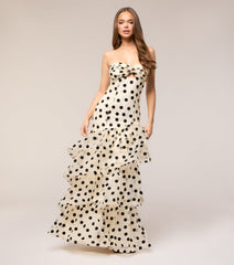 Valerie Polka Dot Ruffle Formal Dress