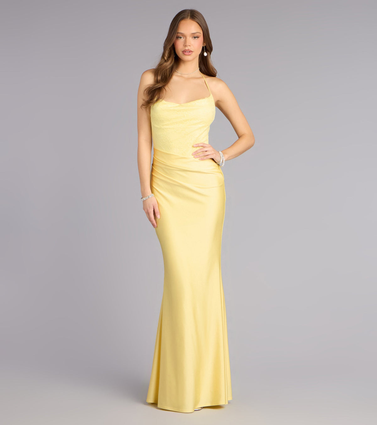Ashlee Lace Halter Mermaid Formal Dress