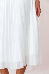 Vestido midi Artemis de pinzas plisadas con espalda de tiras blanco