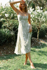 Vestido midi Linka Cami con tirantes y estampado floral aguacate