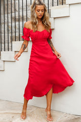 Vestido Midi Linka Tomara que Caia com Amarração nas Costas Vermelho
