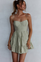 Minivestido fruncido Galilea verde salvia