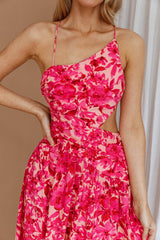 Vestido Midi Floral Rosa Aberto nas Costas Destination