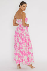 Vestido maxi Amanie con cintura fruncida rosa