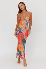 Vestido Maxi Laranja com Renda e Alças Finas Girl Power