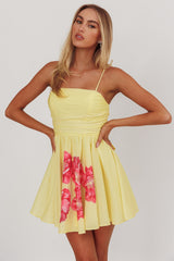 Mini Vestido Festivity Floral Evasê Amarelo