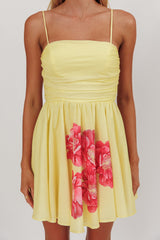 Mini Vestido Festivity Floral Evasê Amarelo