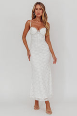 Vestido Longo de Renda com Amarração no Busto Passione Branco