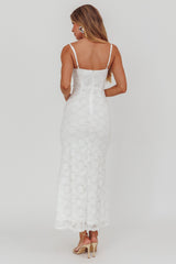 Vestido Longo de Renda com Amarração no Busto Passione Branco
