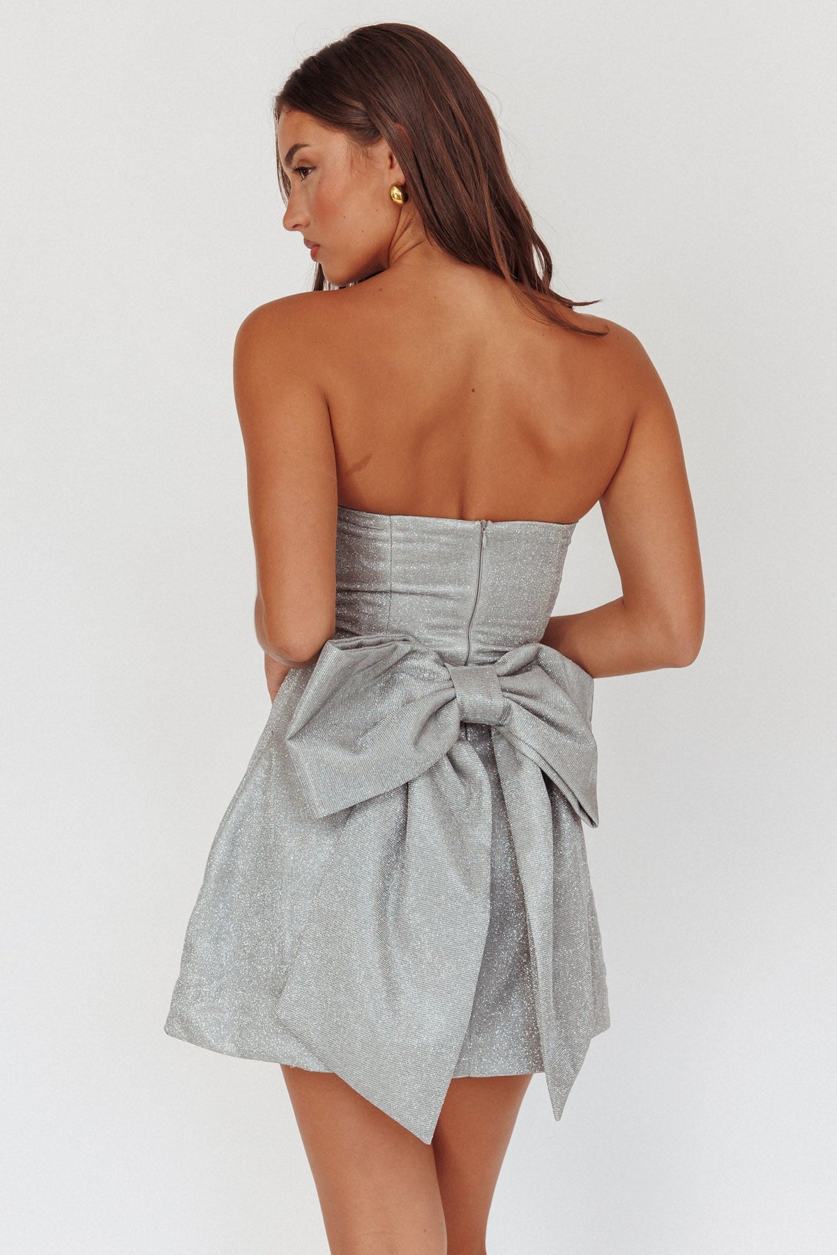 Minivestido con lazo trasero Melodic plateado