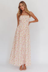 Vestido maxi de cintura vasca Daisy Day Rosa Floral