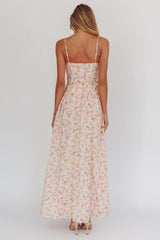 Vestido maxi de cintura vasca Daisy Day Rosa Floral