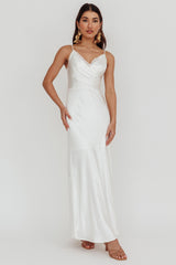 Our Story Vestido longo com decote transpassado off-white