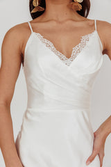 Our Story Vestido longo com decote transpassado off-white