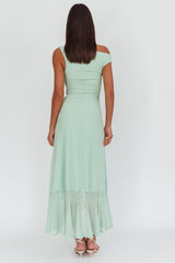 Vestido longo com decote assimétrico Moonlit Magic Sálvia