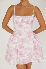 Vestido Curto com Alças Cami Floral Rosa
