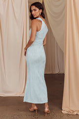 Vestido Midi Twist de un Hombro con Amor Duradero Azul Bebé
