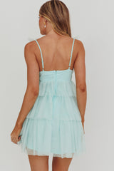 Minivestido de Tule em Camadas Sorbet Sky Menta
