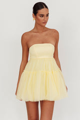 Minivestido de tul sin tirantes Dreamscape Lemon