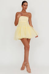Minivestido de tul sin tirantes Dreamscape Lemon