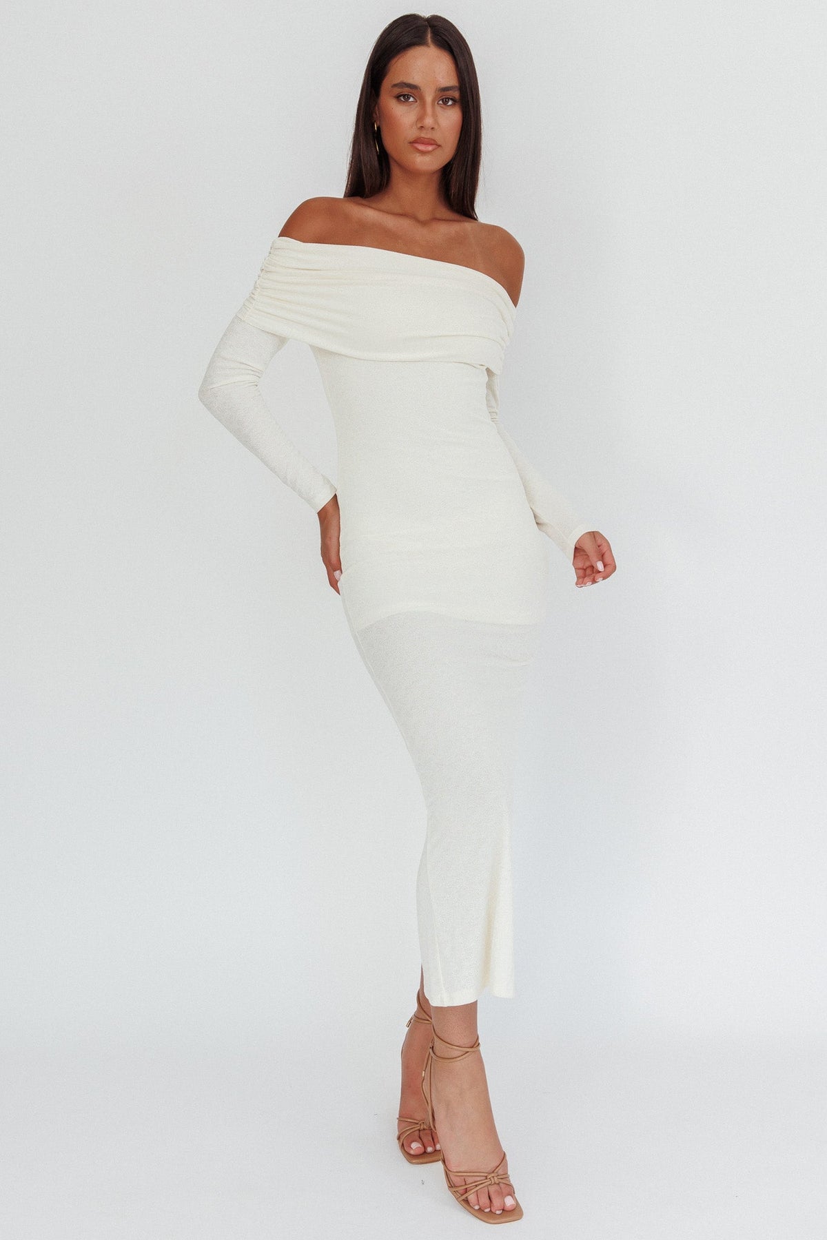 Vestido longo ombro a ombro Juju Branco
