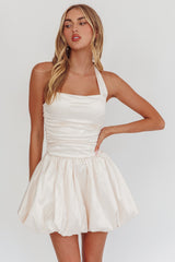 Minivestido Angelico Halterneck Balonê Creme