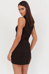 Minivestido Astro de malla con cuello mandarín negro