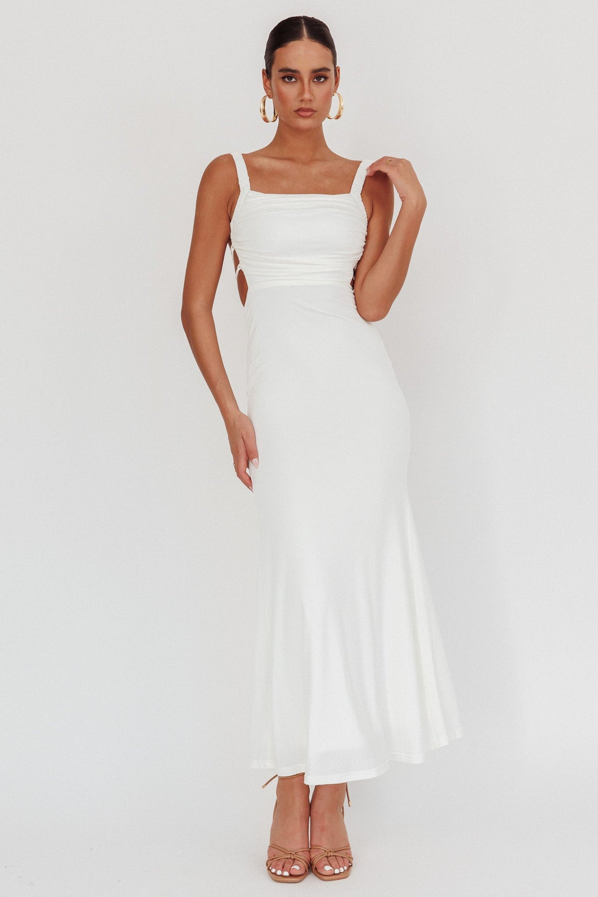 Vestido largo con espalda cruzada Dream Crush blanco