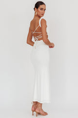 Vestido largo con espalda cruzada Dream Crush blanco