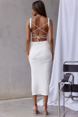 Vestido Midi com Fenda Lateral e Amarração nas Costas Dream Crush Branco