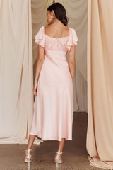 Vestido midi con abertura lateral y mangas mariposa de Park Avenue, color rubor