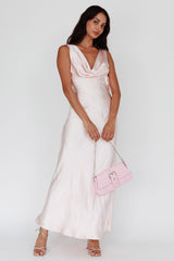 Vestido largo Cassiopeia con espalda descubierta y lazo - Rosa empolvado