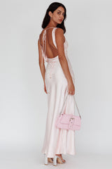 Vestido largo Cassiopeia con espalda descubierta y lazo - Rosa empolvado