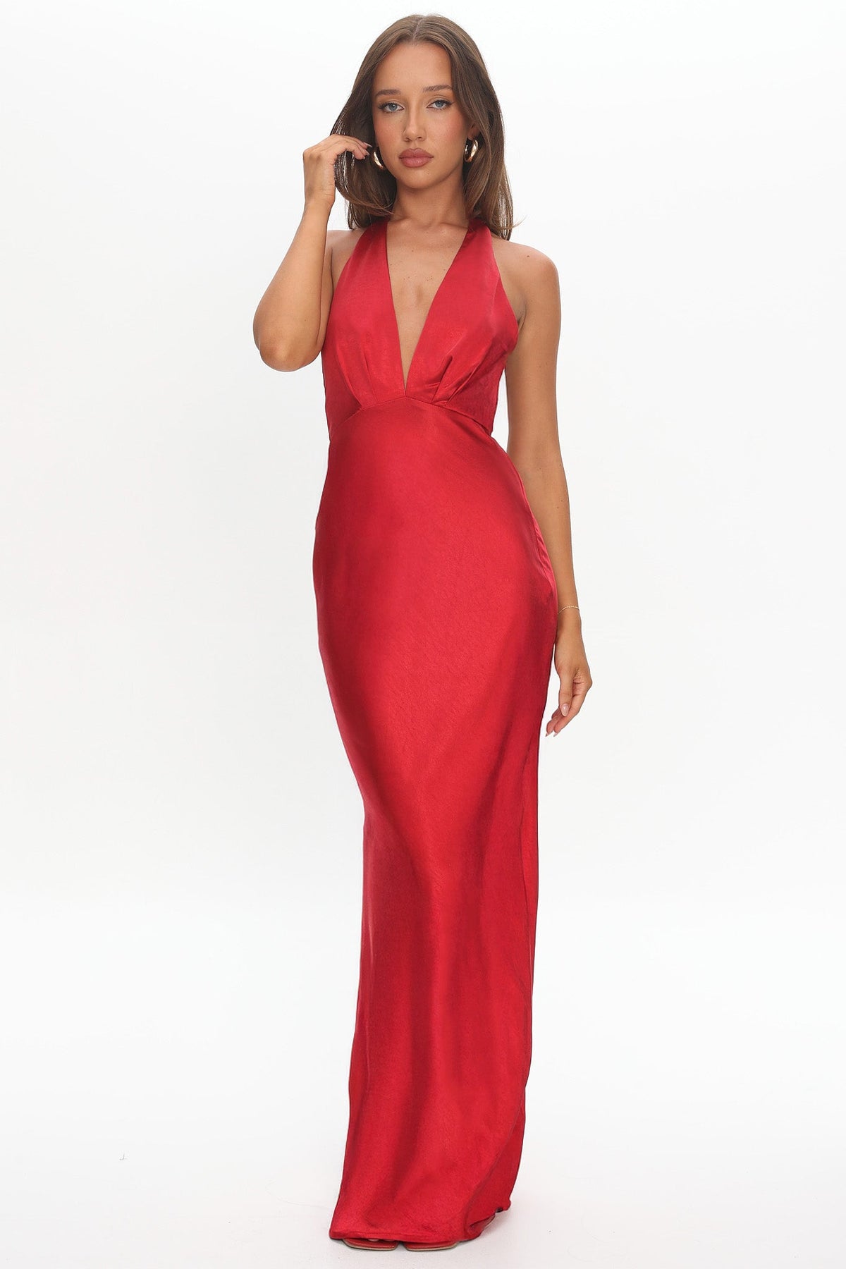 Vestido Halter Of Your Dreams Rose Accent Vermelho