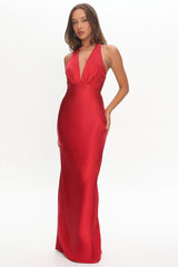 Vestido Halter Of Your Dreams Rose Accent Vermelho