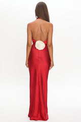 Vestido Halter Of Your Dreams Rose Accent Vermelho