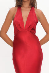 Vestido Halter Of Your Dreams Rose Accent Vermelho