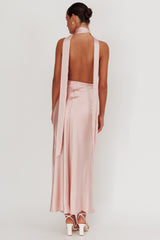 Vestido longo Itália Azure Rosette Halterneck Blush