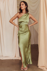 Vestido largo con abertura asimétrico Kamillia color verde oliva