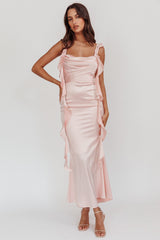 Vestido Midi Rosa Bebé con Volantes Rubor