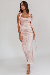 Vestido Midi Rosa Bebé con Volantes Rubor