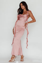 Vestido Midi Mauve com Babados