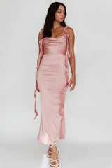 Vestido Midi Mauve com Babados