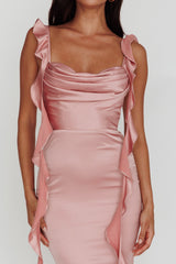 Vestido Midi Mauve com Babados
