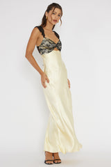 Vestido Longo Claribel de Renda com Busto Limão