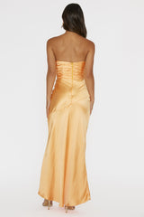 Vestido Maxi Blaise com Decote Assimétrico Damasco