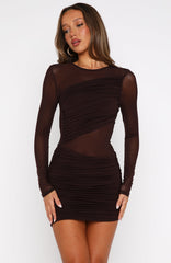 Vestido Curto Manga Longa Chocolate Like It Like That