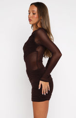 Vestido Curto Manga Longa Chocolate Like It Like That